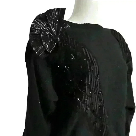 Spree International Vintage Black Shimmer Bejeweled Sweater Size Large - Picture 1 of 10